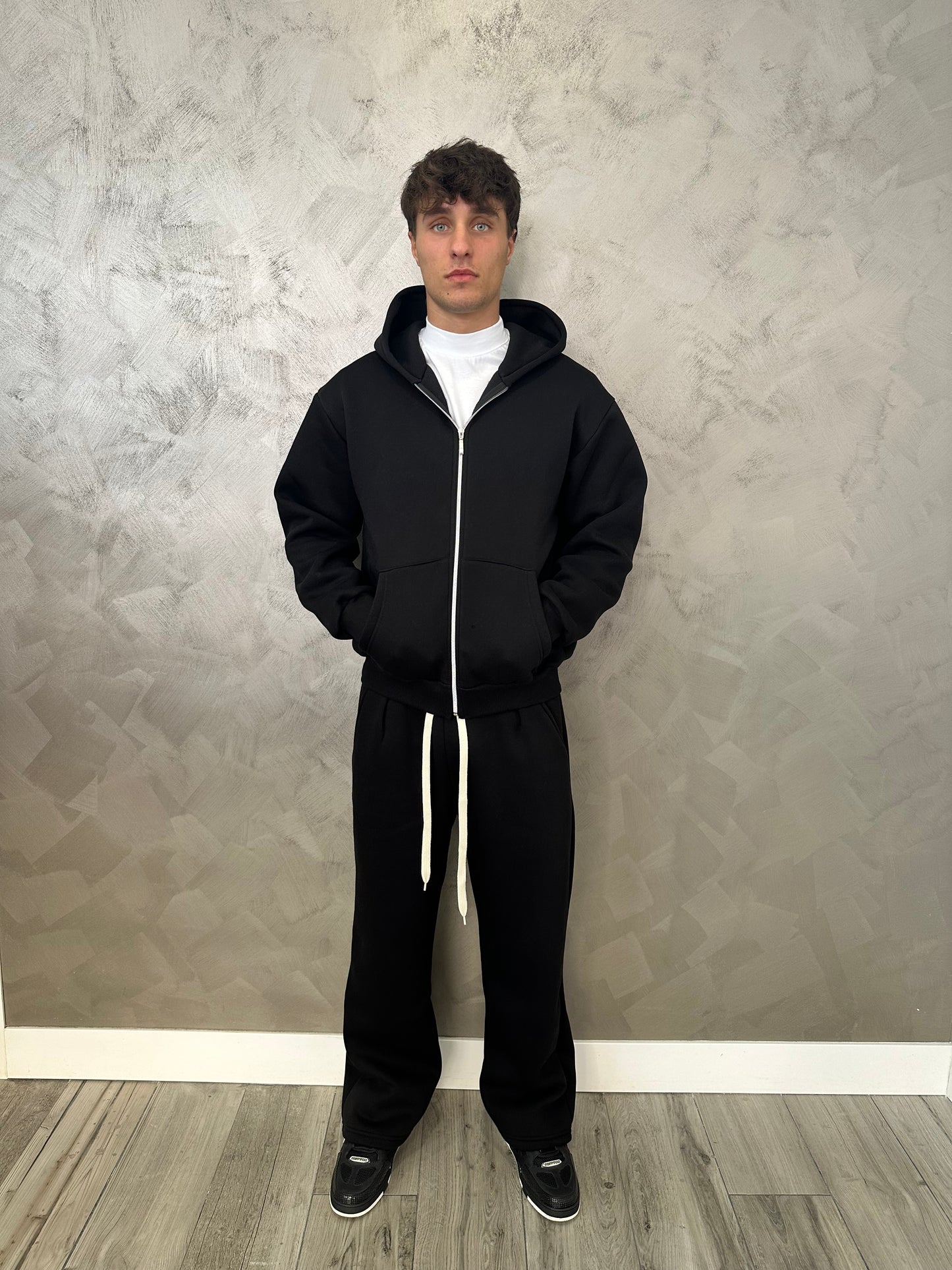 Tuta hoodie zip black