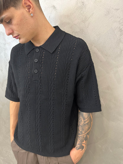 POLO SANTORINI BLACK 2.0 (Vestibilità Oversize)