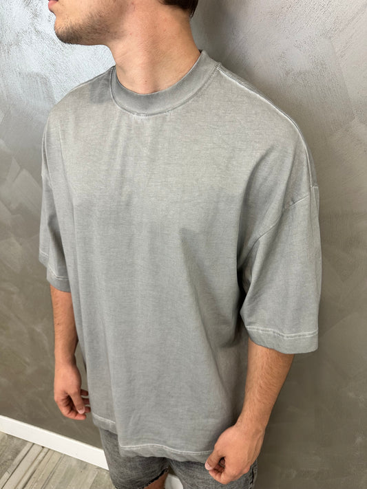Premium oversize stone washed light grey