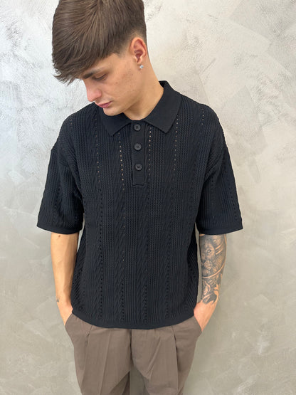 POLO SANTORINI BLACK 2.0 (Vestibilità Oversize)