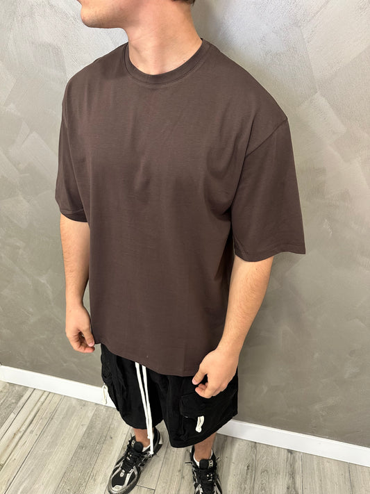T-shirt oversize marrone taglia unica