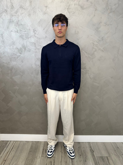 Polo blu notte zip 2.0