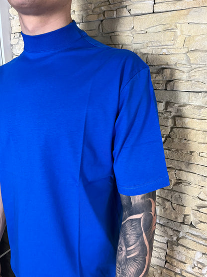 BLUE HIGH COLLAR T-SHIRT