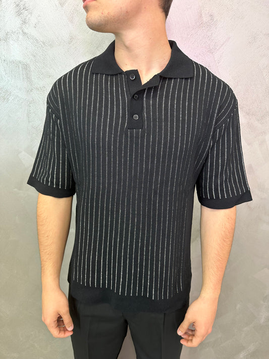 Polo bicolor line black