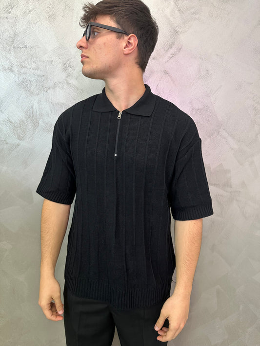 Polo in filo doppiato black