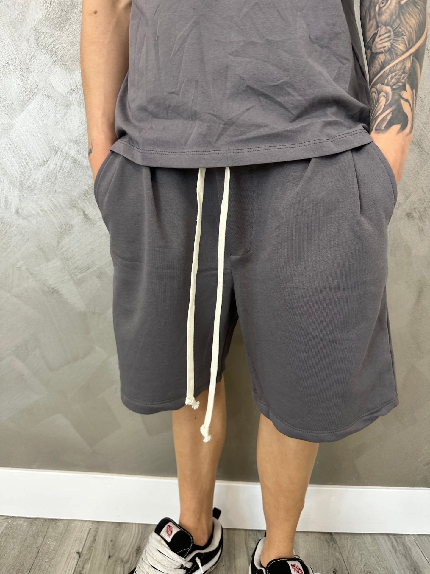 PANTALONCINO GRIGIO COTONE