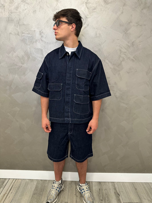 Completo jeans multipocket denim