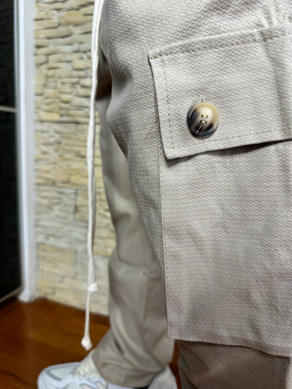 CARGO BAGGY FIT RICAMATO BEIGE