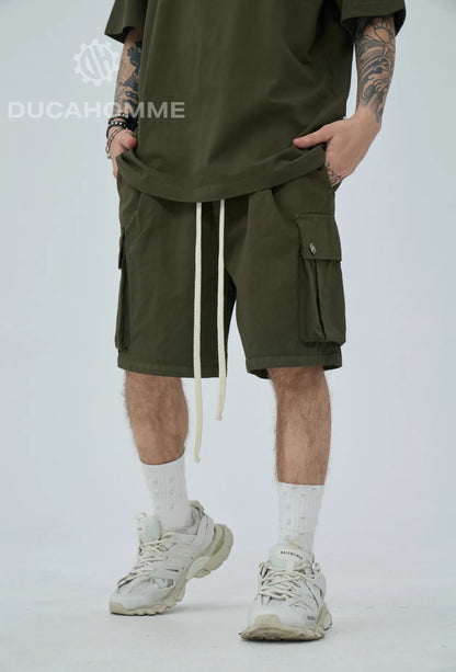 Pantaloncino cargo verde militare
