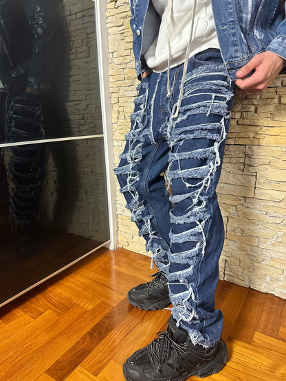 JEANS DESTROYED BLUE