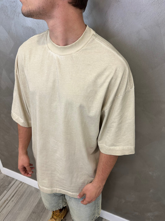 Premium oversize stone washed beige