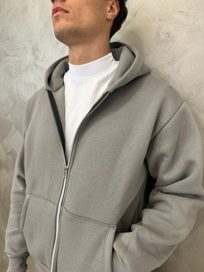 Tuta hoodie zip grigio