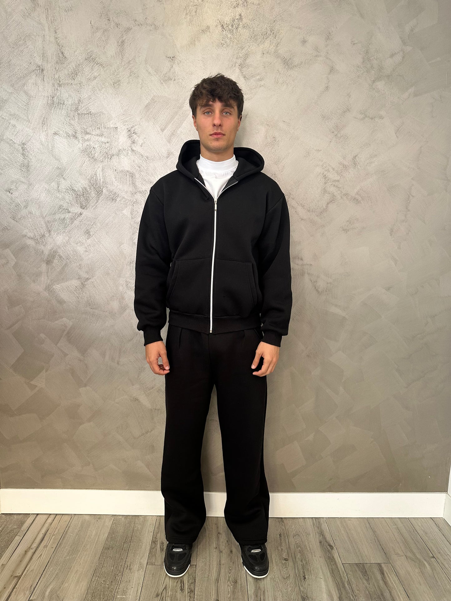 Tuta hoodie zip black