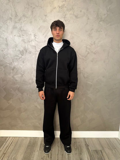 Tuta hoodie zip black