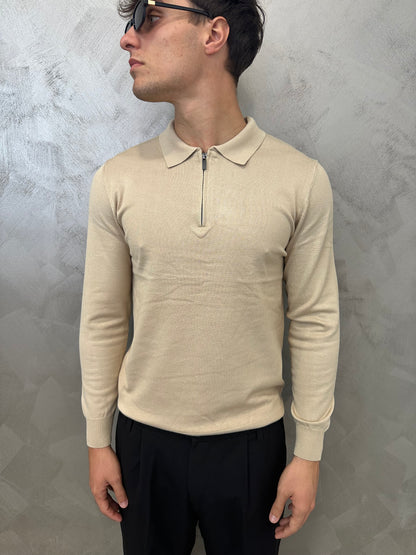 Polo beige zip 2.0