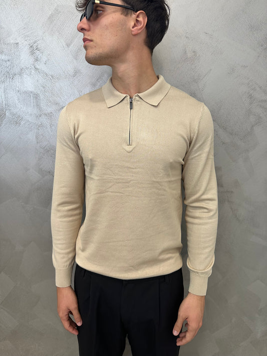 Polo beige zip 2.0