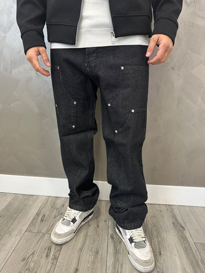 BLACK DOUBLE CARPENTER JEANS