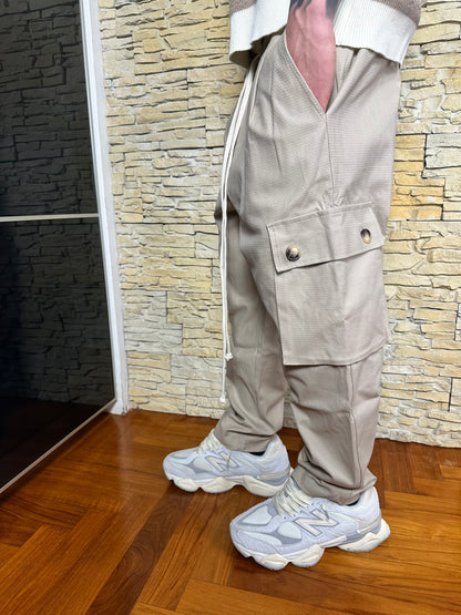 CARGO BAGGY FIT RICAMATO BEIGE