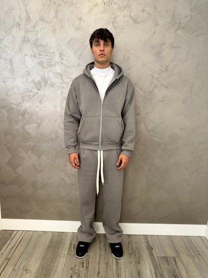 Tuta hoodie zip grigio
