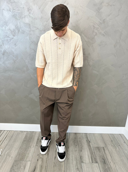 POLO SANTORINI BEIGE 2.0 (Vestibilità Oversize)