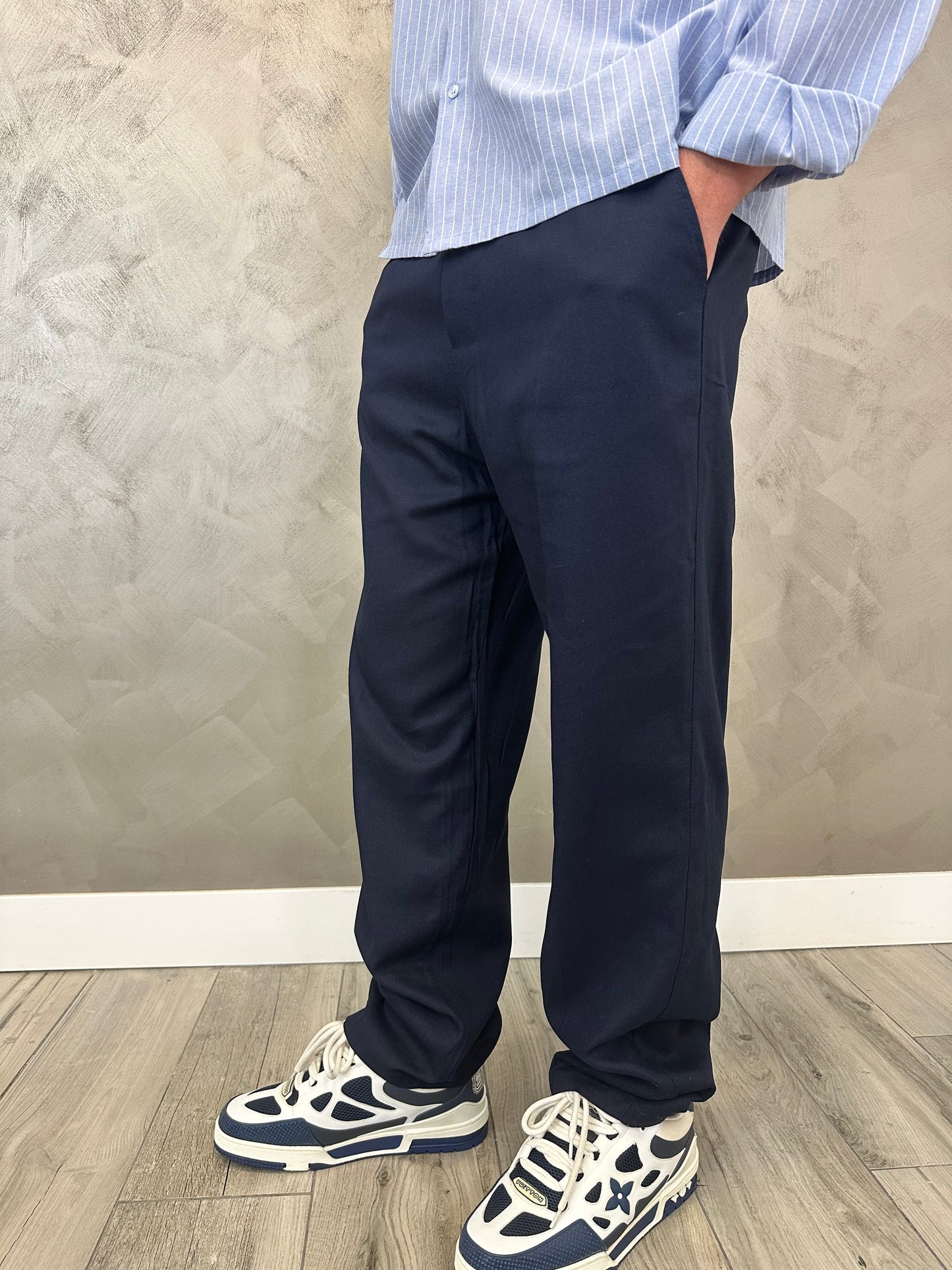Pantalone Blu Notte Linen