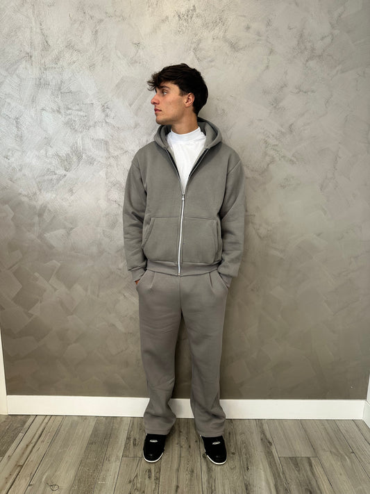 Tuta hoodie zip grigio