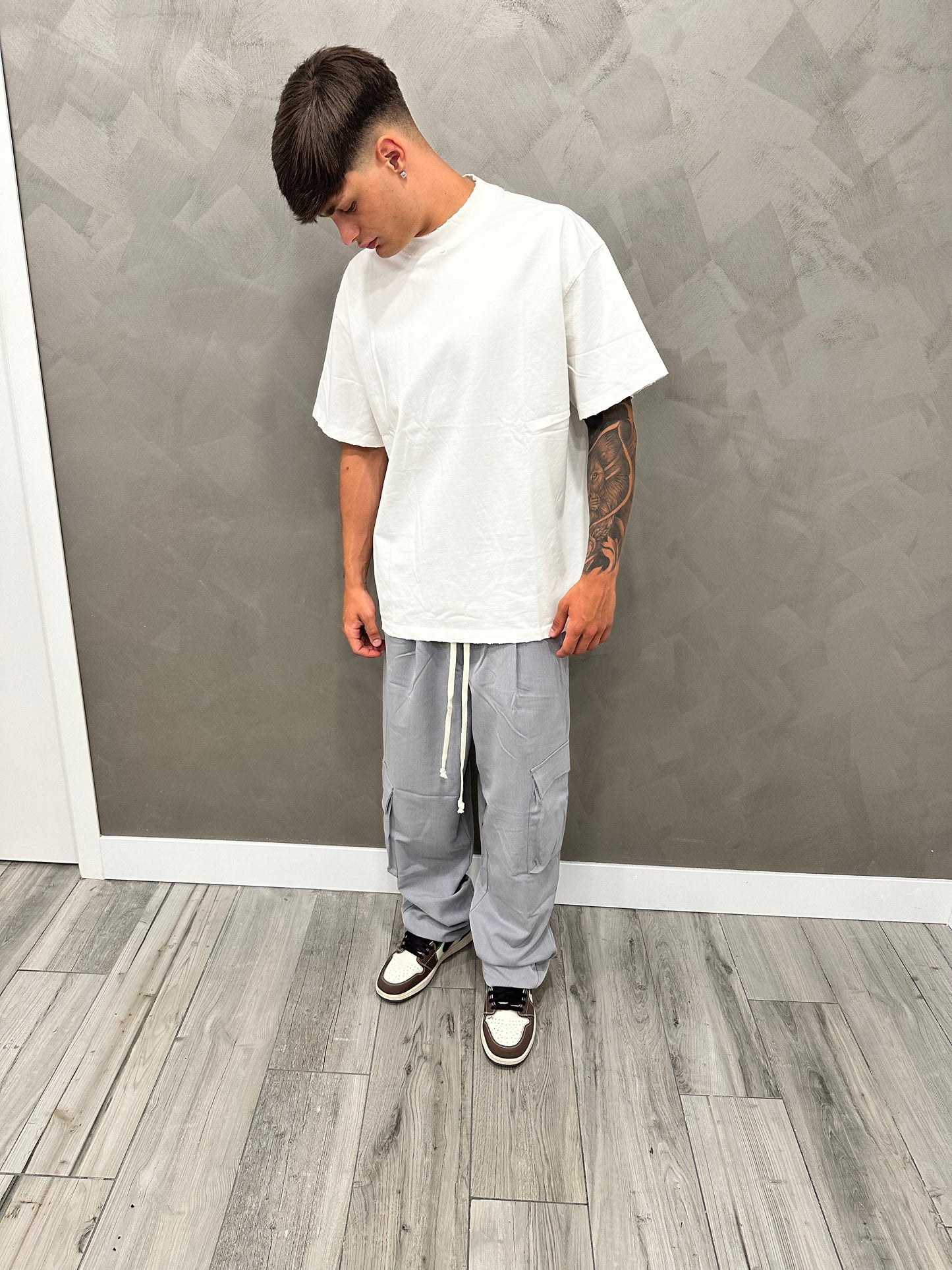 PANTALONE ELEGANT GRIGIO BAGGY CARGO